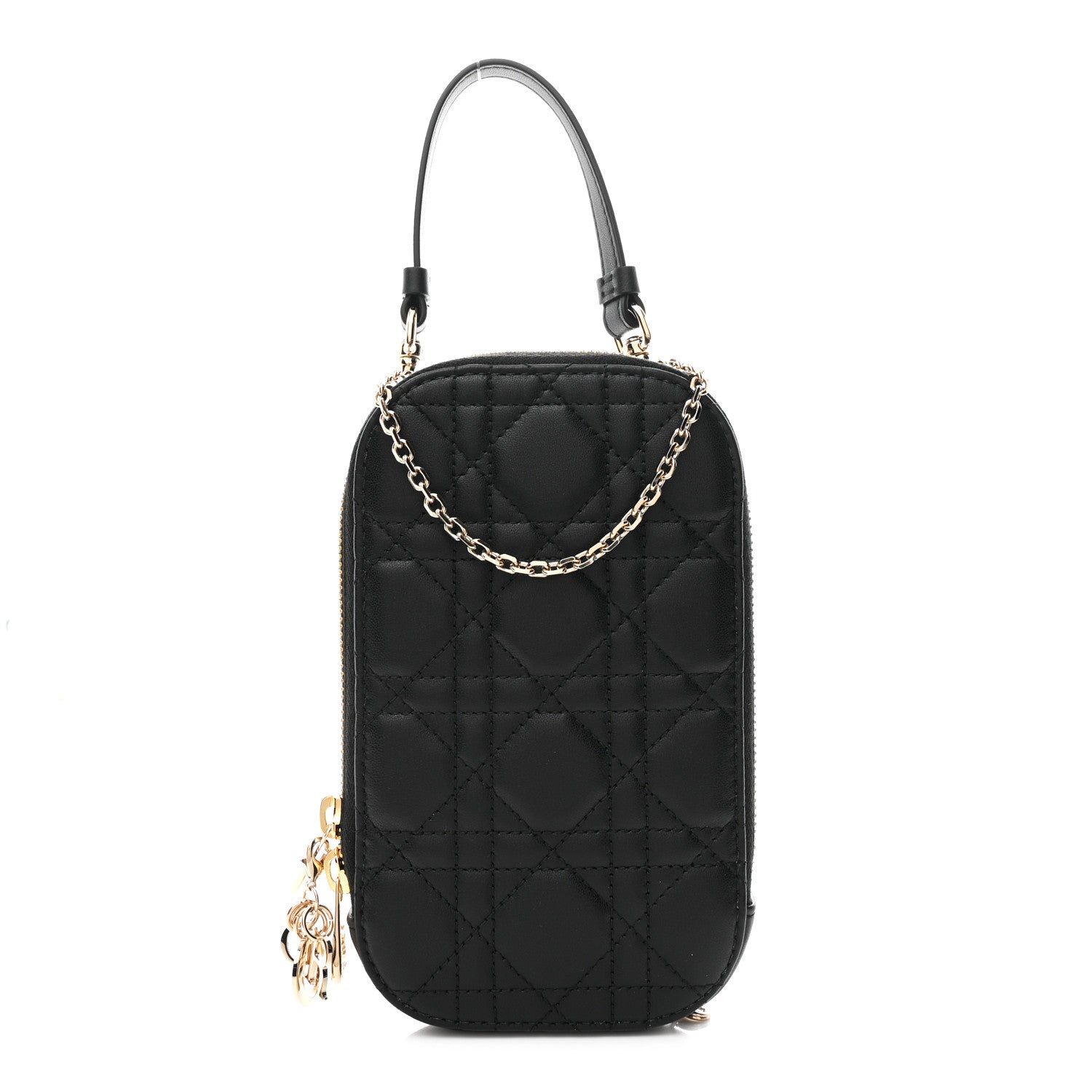 Christian Dior Lambskin Cannage Lady Dior Phone Holder Black 1 of 11