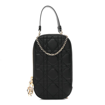 Christian Dior Lambskin Cannage Lady Dior Phone Holder Black 1 of 11