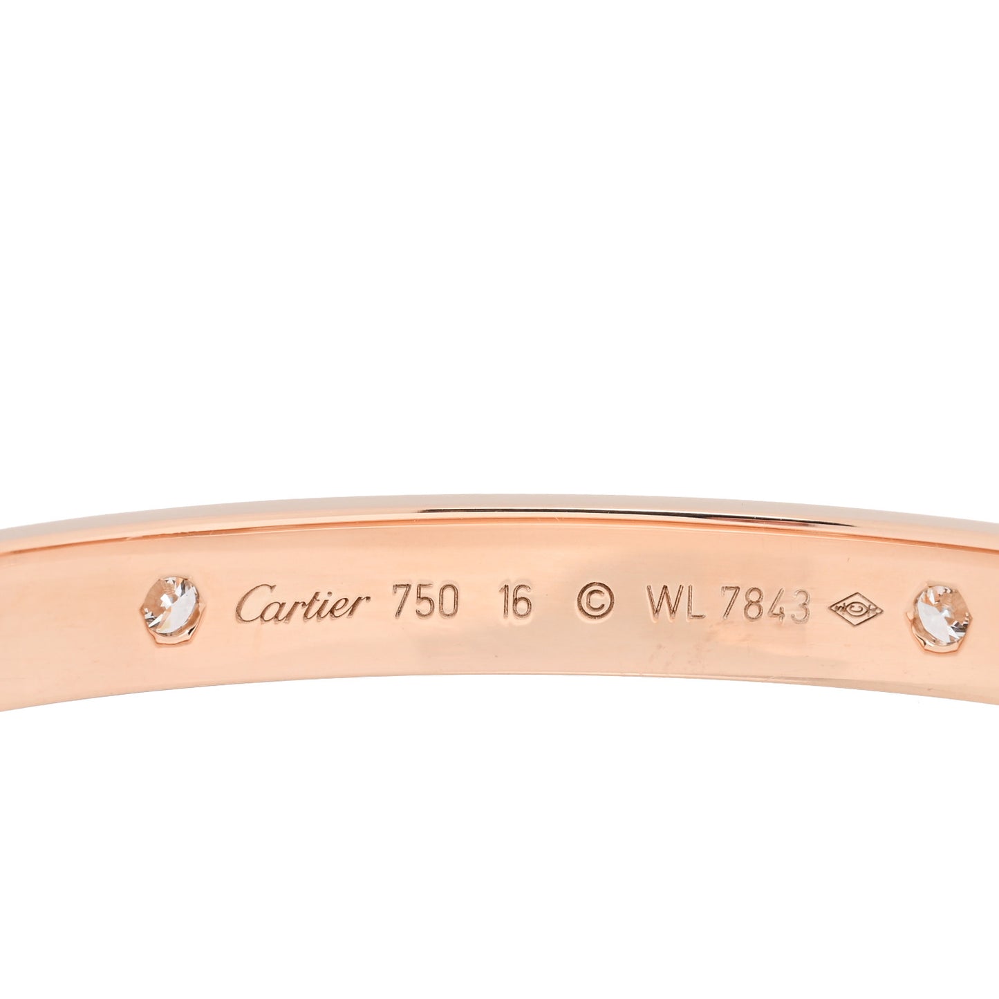 18K Pink Gold 4 Diamond LOVE Bracelet 16