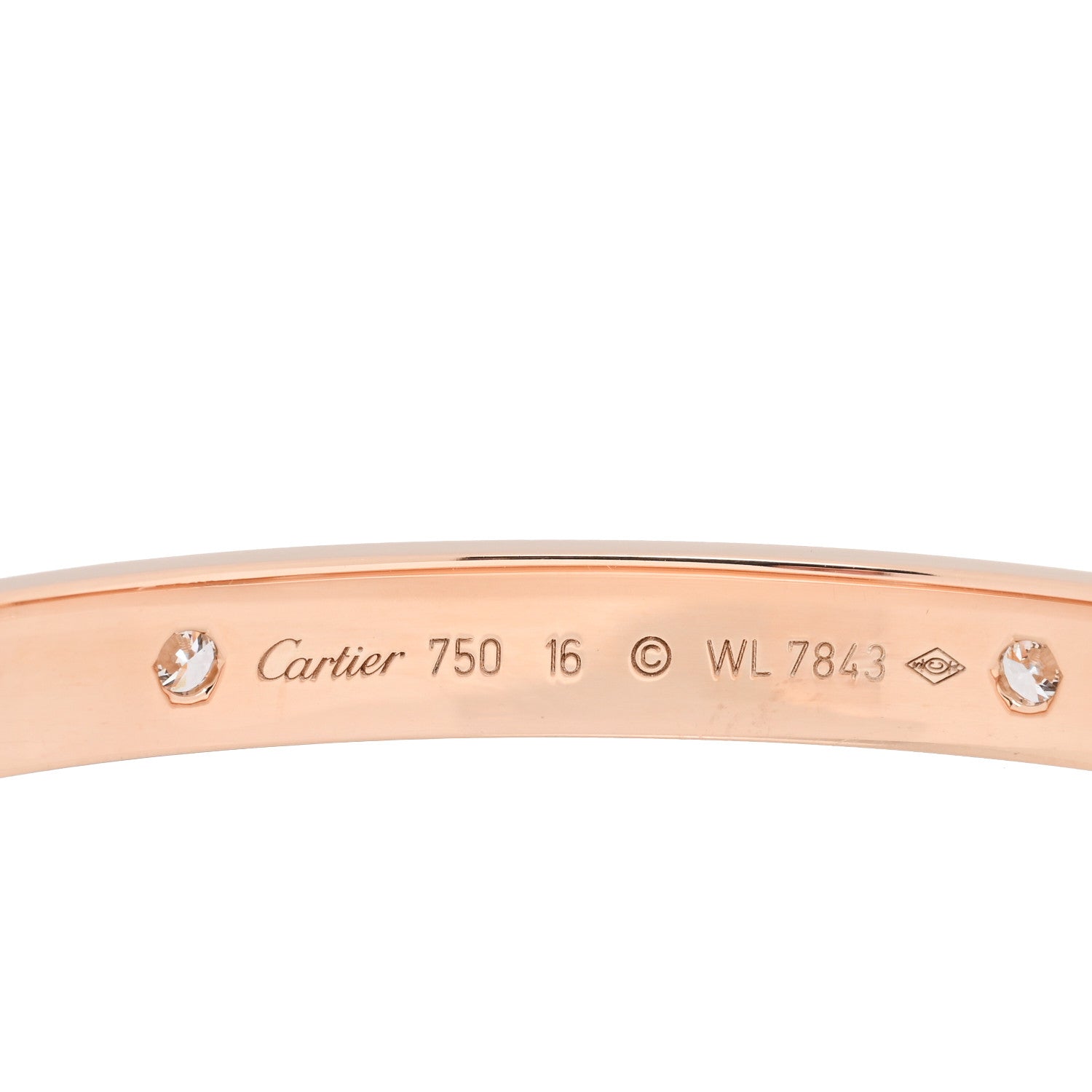 Cartier 18K Pink Gold 4 Diamond LOVE Bracelet 16 3 of 4
