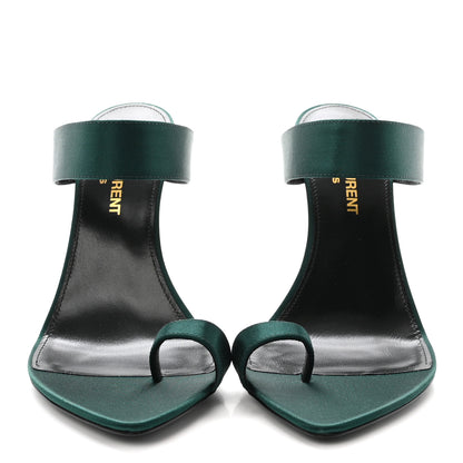 Saint Laurent Crepe Satin Martha Mule 110 Sandals 35.5 Dorian Green 3 of 10