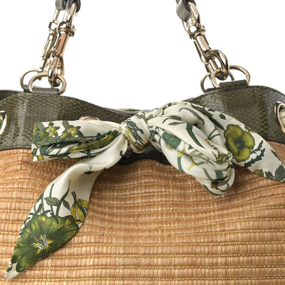 Gucci Natural Straw Ayers Snakeskin Positano Tote 9 of 12