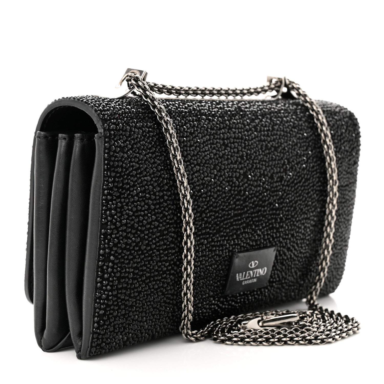 Valentino Garavani Crystal Encrusted Studs Va Va Voom Shoulder Bag Black 3 of 12