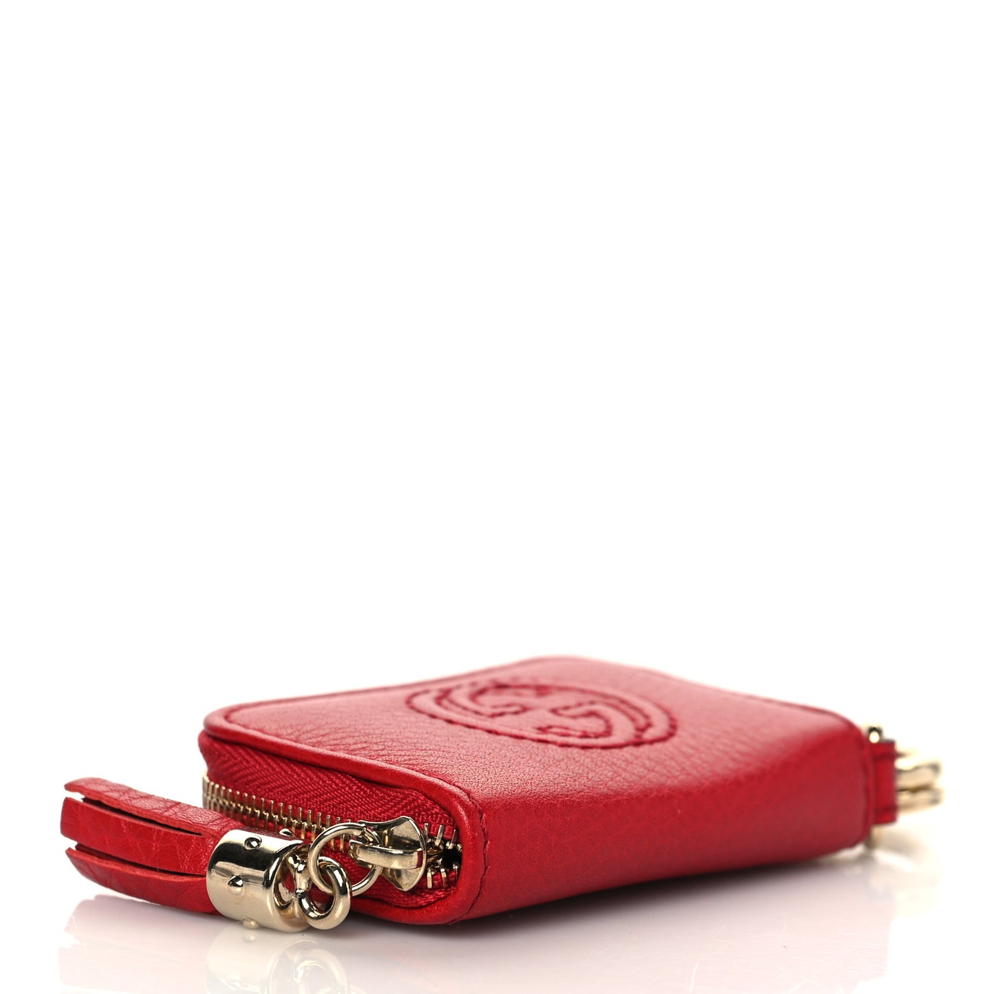 Pebbled Calfskin Soho Coin Purse Key Ring Red