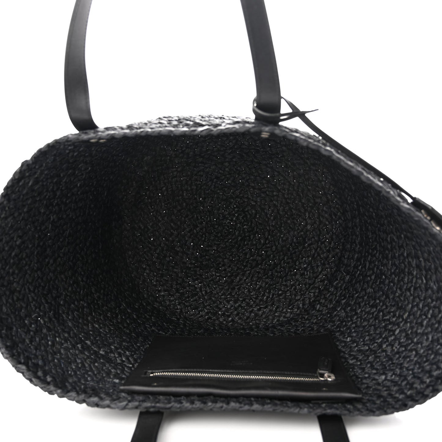 Raffia Medium Panier Bag Black