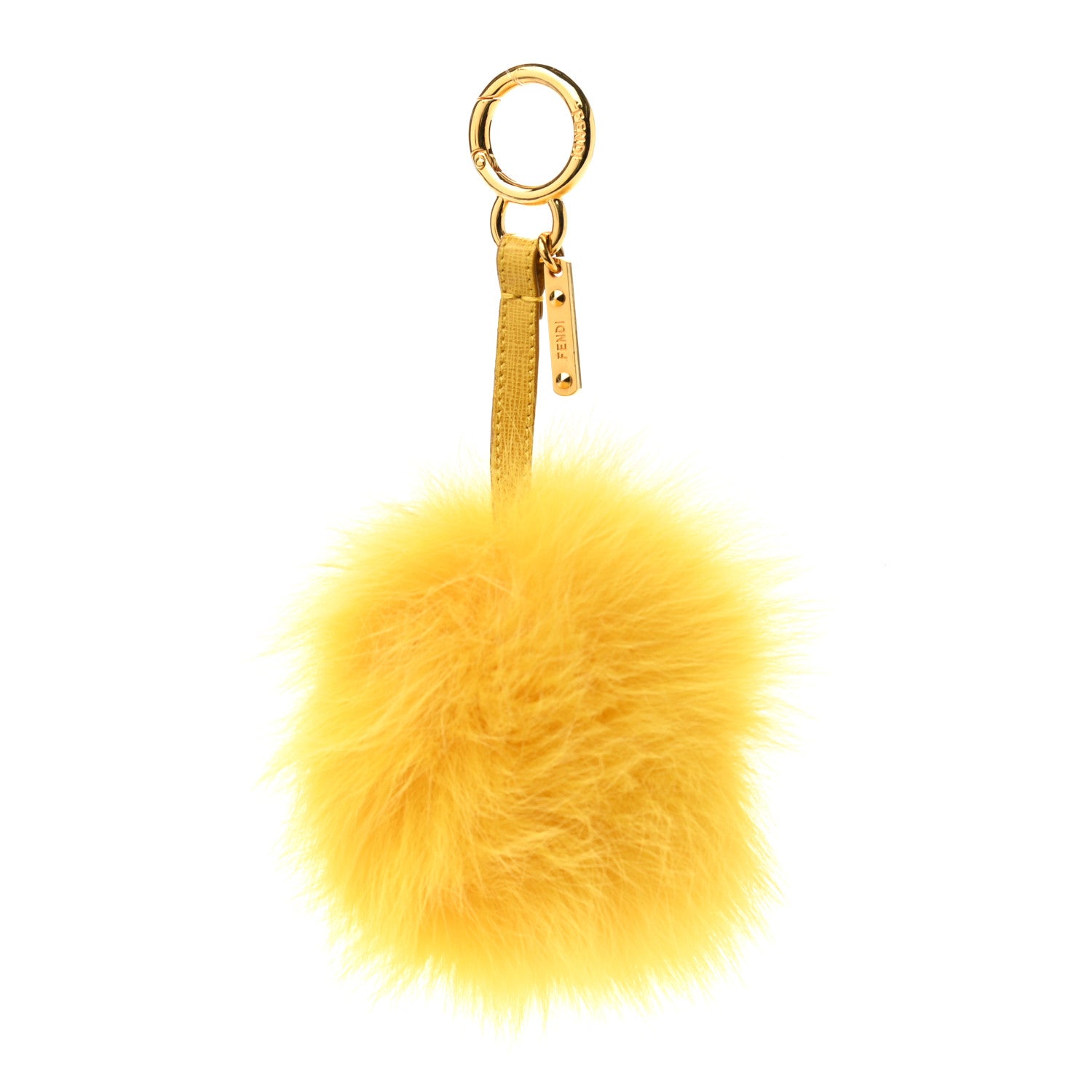 Fendi Fox Fur Pom Pom Bag Charm Yellow 1 of 3