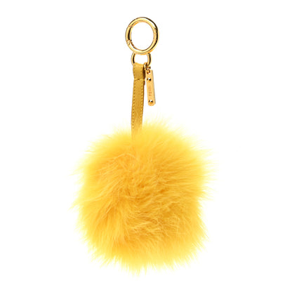 Fendi Fox Fur Pom Pom Bag Charm Yellow 1 of 3