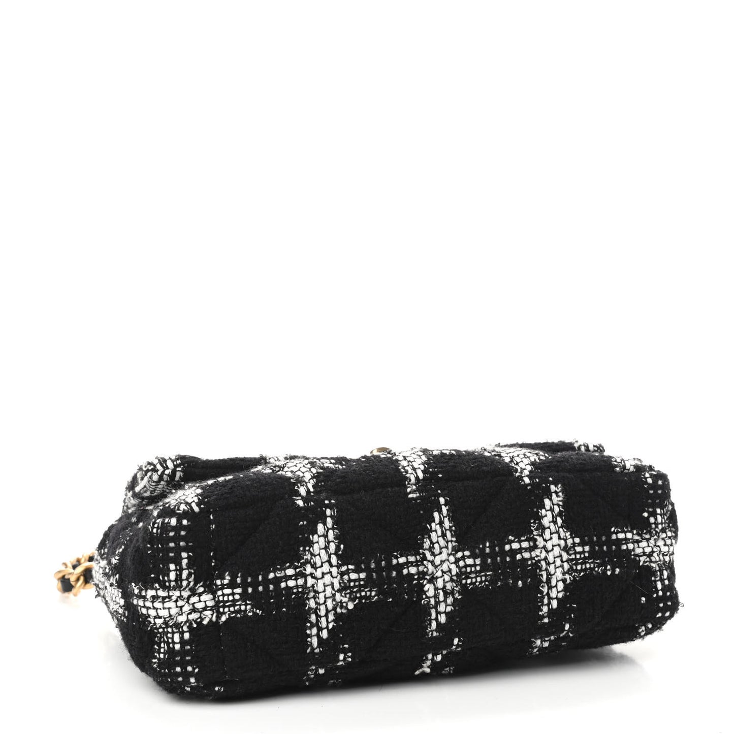 Tweed Quilted Medium Chanel 19 Flap Black White