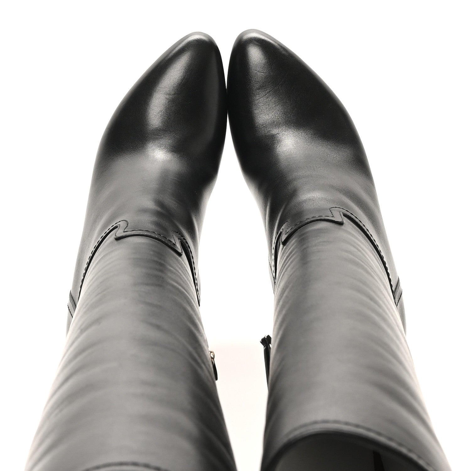 Valentino Garavani Calfskin Rockstud Knee High 100mm Platform Boots 38.5 Black 4 of 15