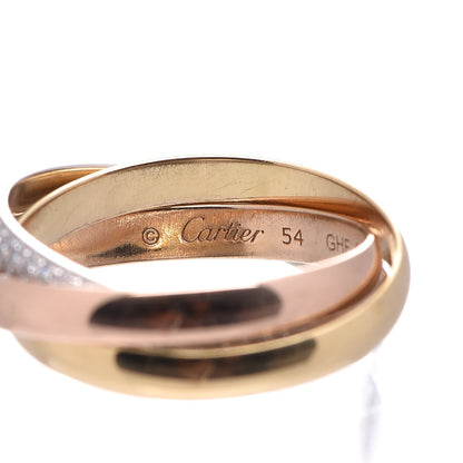 Cartier 18K White Yellow Pink Gold Diamond Small Trinity Paved Ring 54 6.75 4 of 7