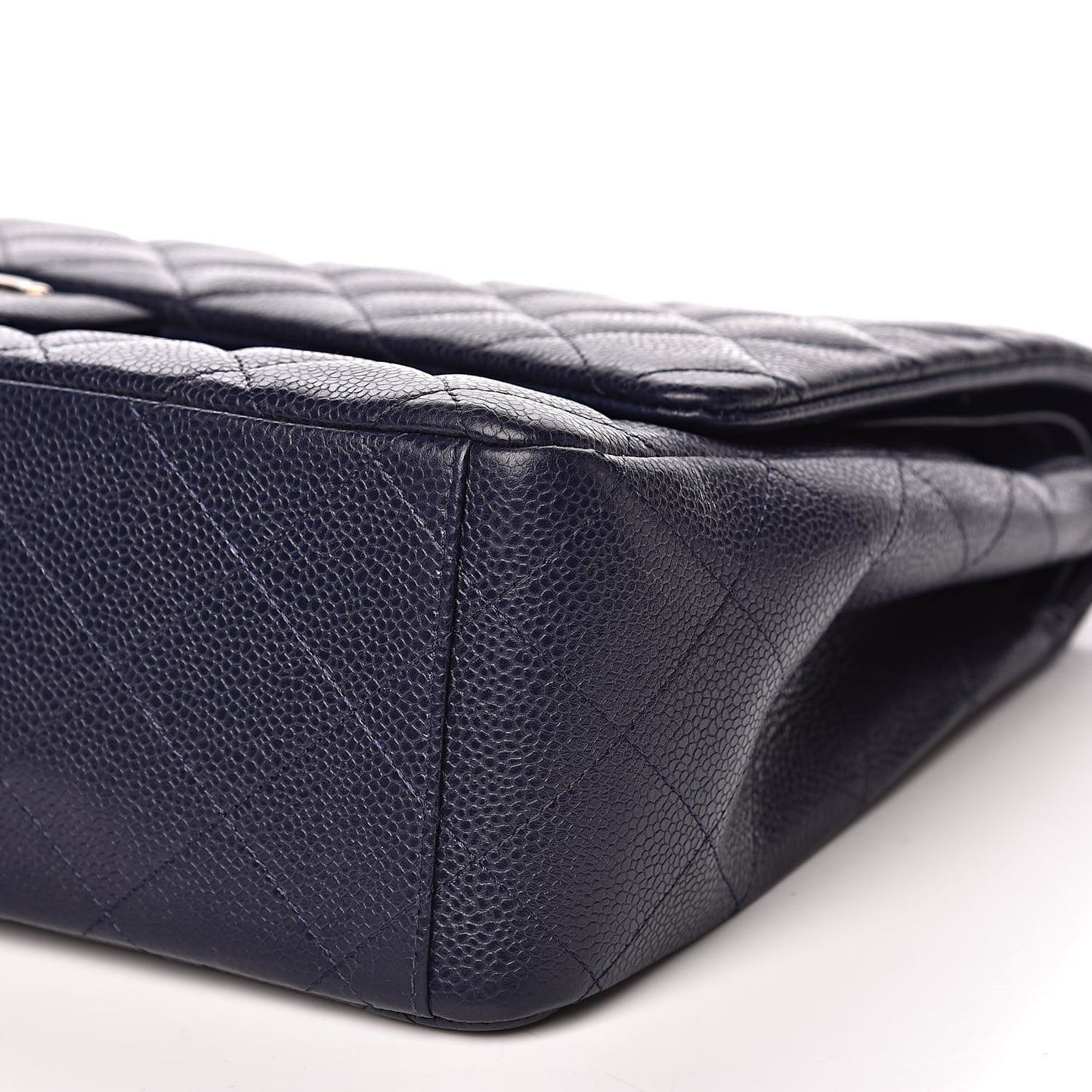Caviar Quilted Maxi Double Flap Navy Blue