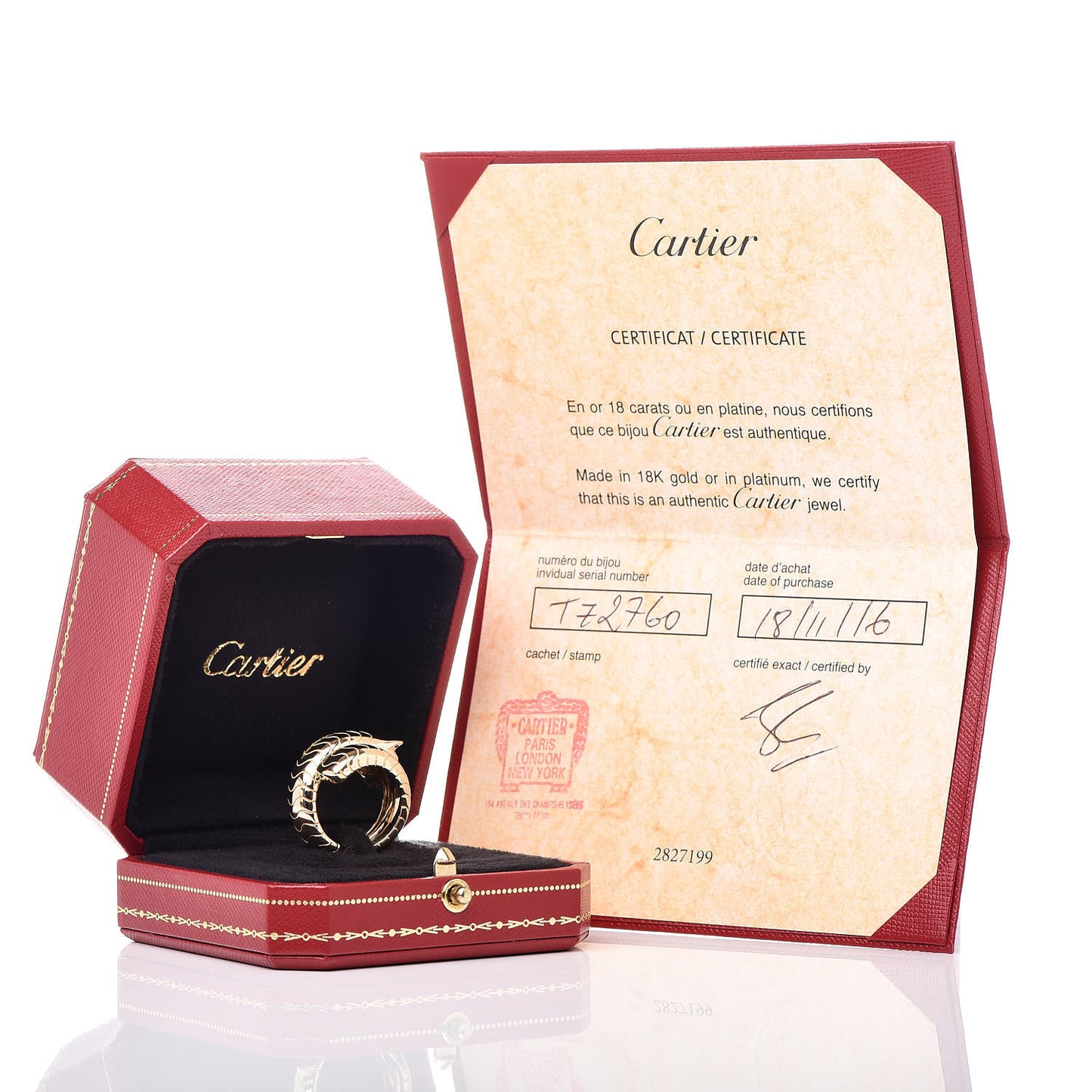 18K Yellow Gold Tsavorite Onyx Panthere De Bypass Ring 52 6
