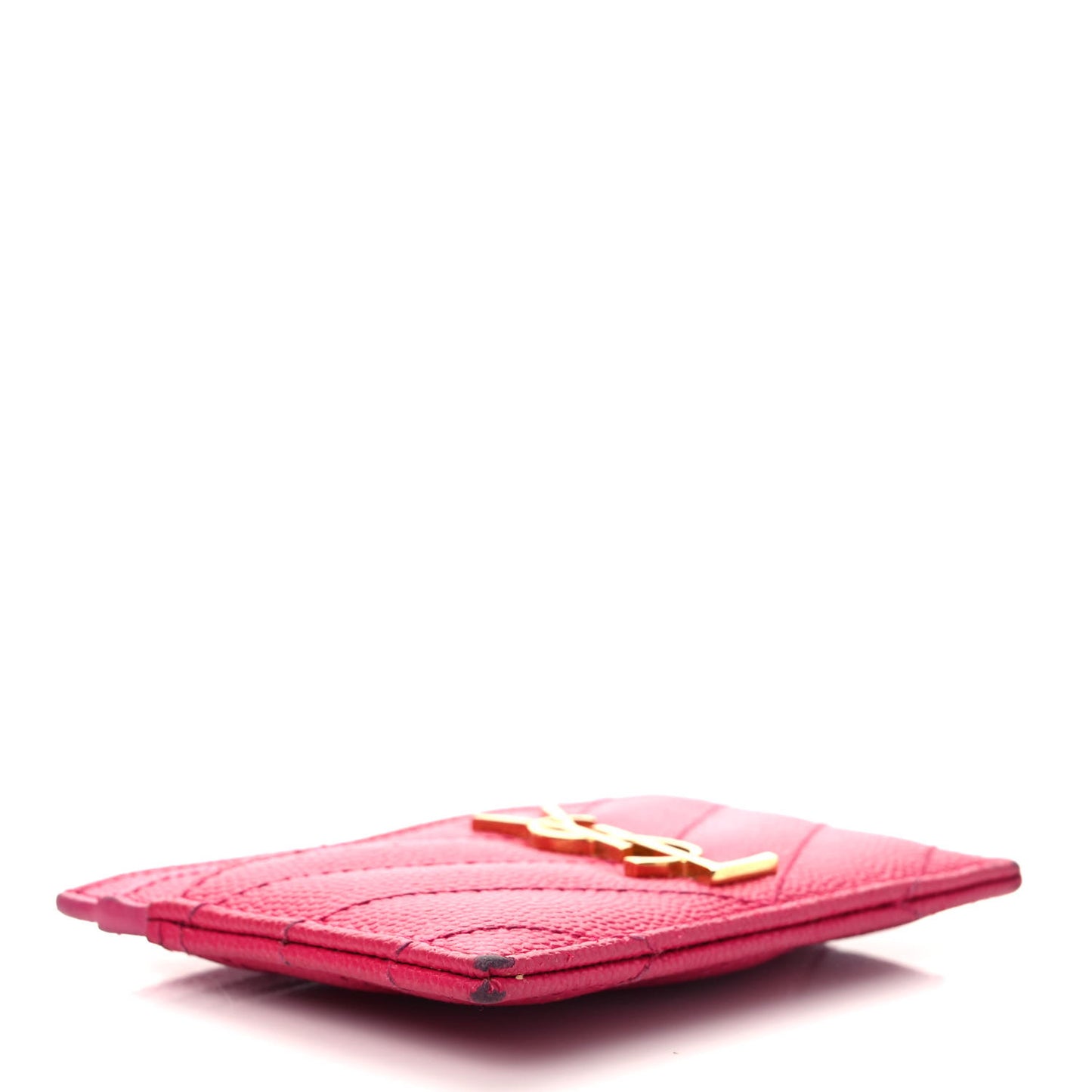 Grain De Poudre Matelasse Chevron Monogram Credit Card Case Fresh Fuxia