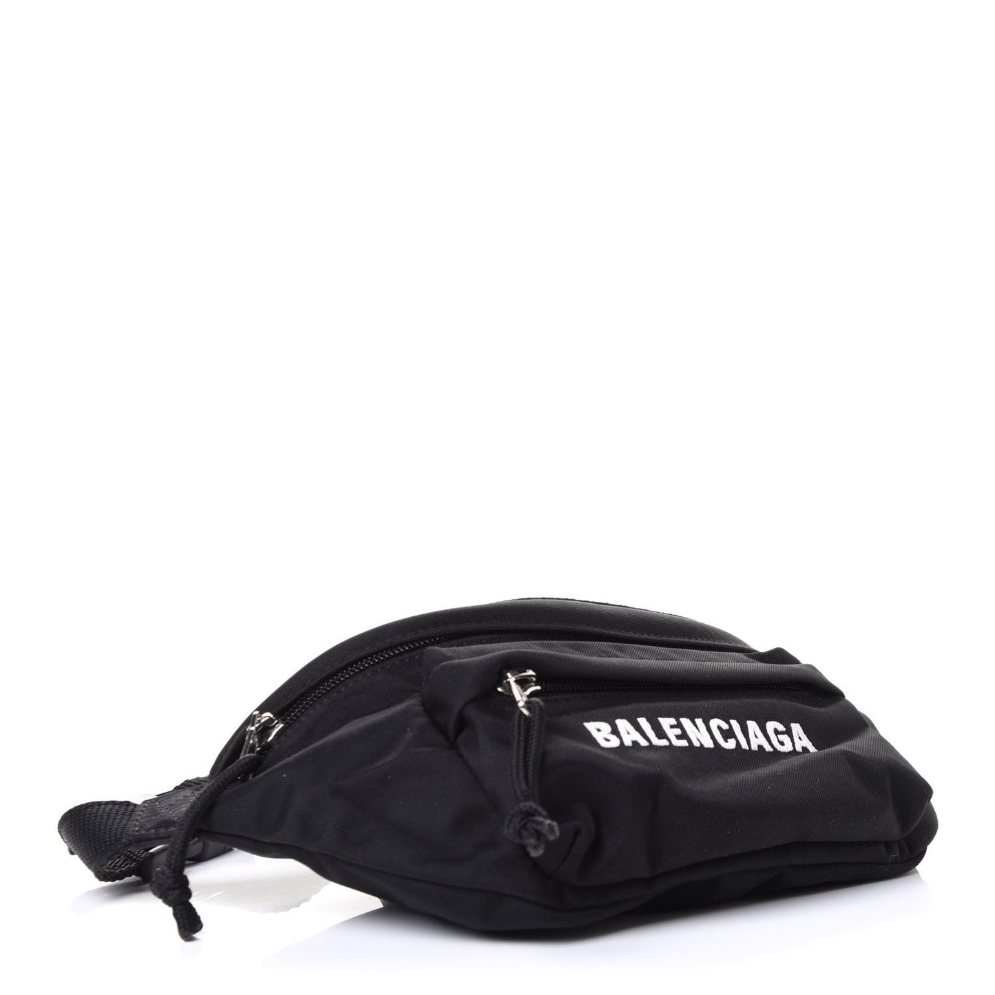 Sport Nylon Logo Embroidered Wheel Belt Bag Black White