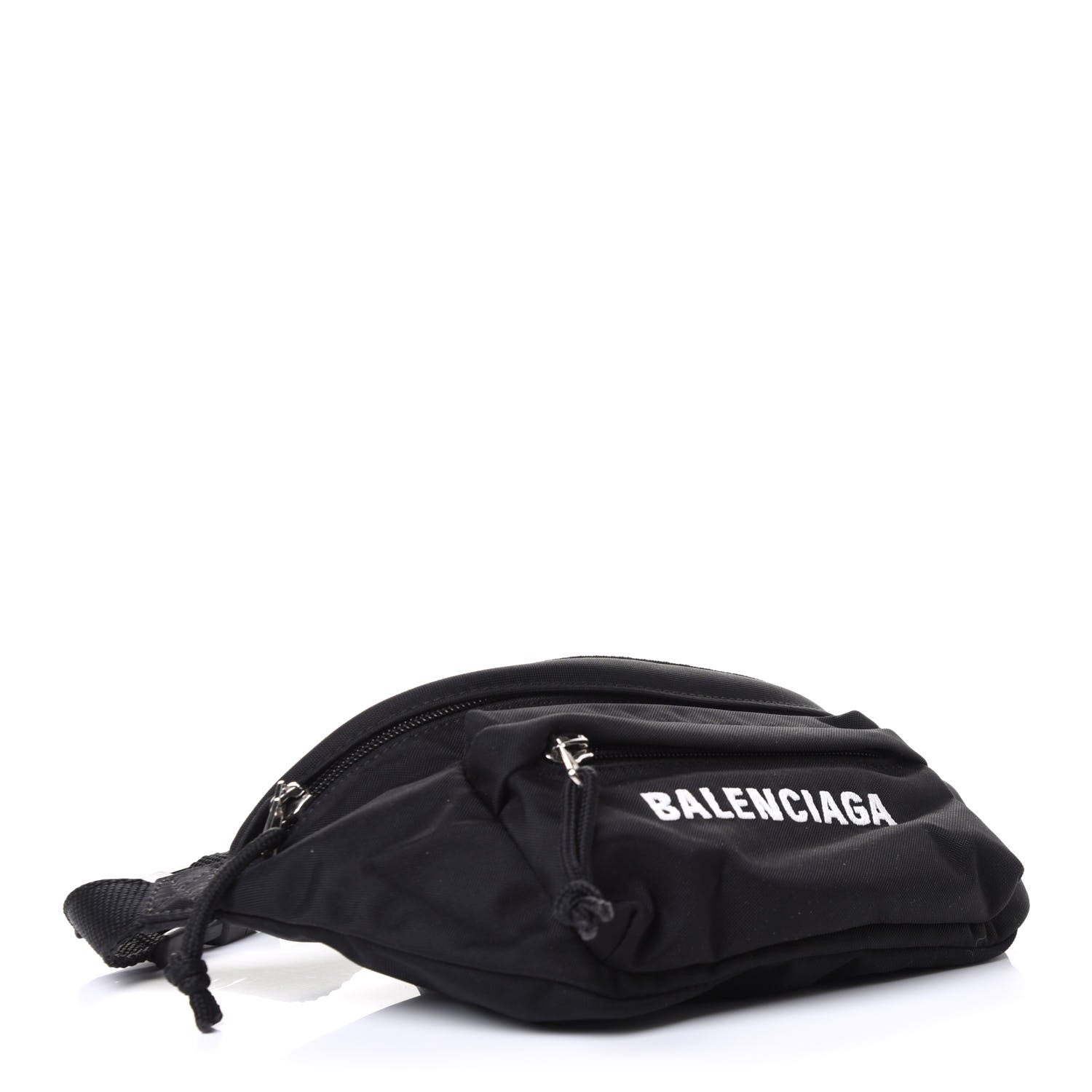 Balenciaga Sport Nylon Logo Embroidered Wheel Belt Bag Black White 3 of 4