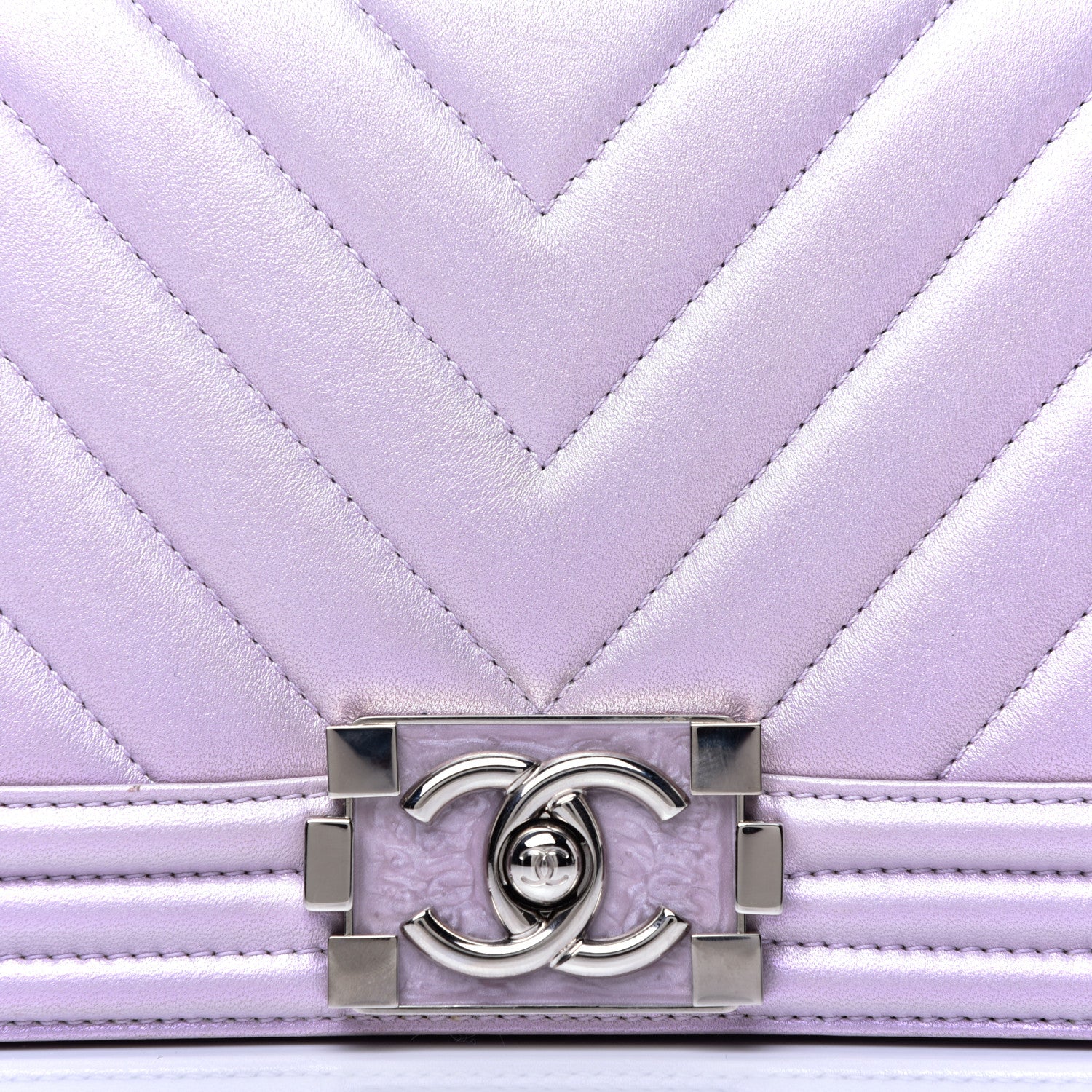 Chanel Metallic Lambskin Chevron Quilted Medium Boy Flap Purple 10 of 11