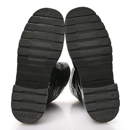 Chanel Lambskin Shearling Short Boots 38 Black 6 of 8