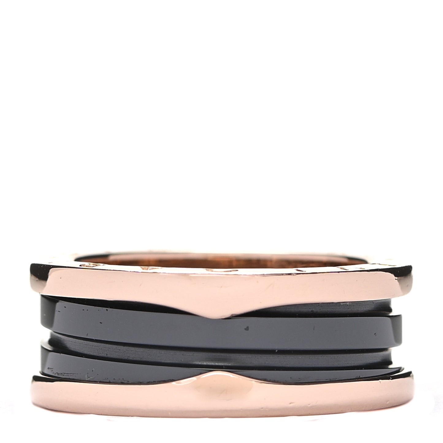 18K Rose Gold Black Ceramic B.Zero1 Two-Band Ring 56 7.5