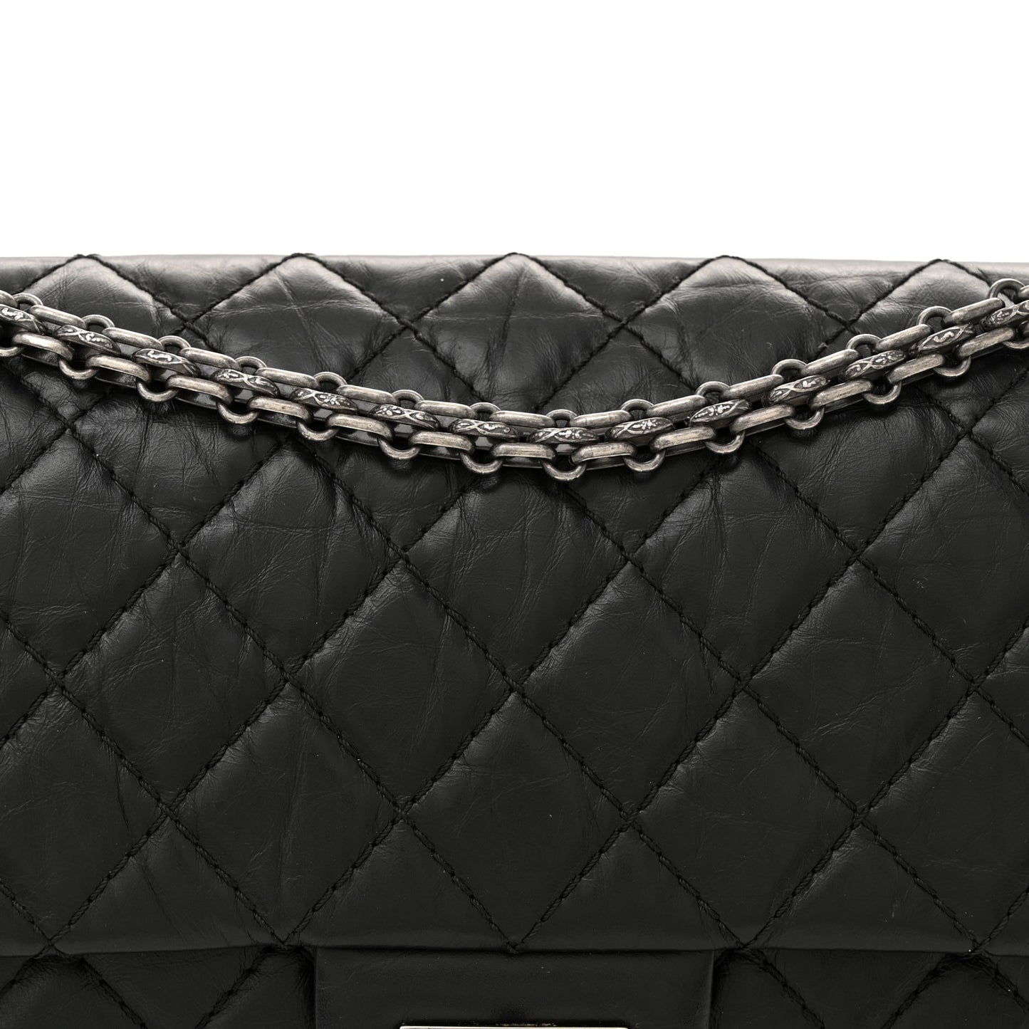 Aged Calfskin Quilted 2.55 Reissue 225 Flap Black