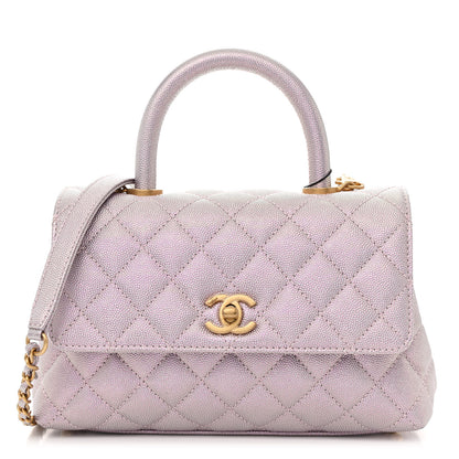 Chanel Metallic Caviar Quilted Mini Coco Handle Flap Light Pink 1 of 13