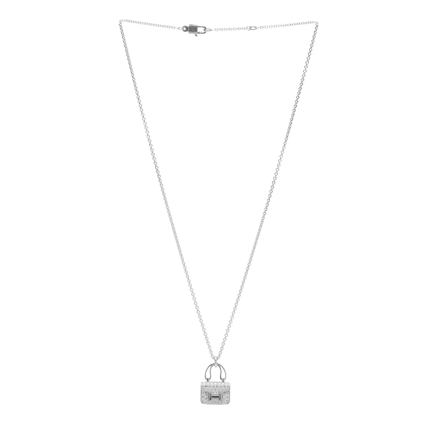 Hermes 18K White Gold Diamond Constance Amulettes Pendant Necklace 3 of 5