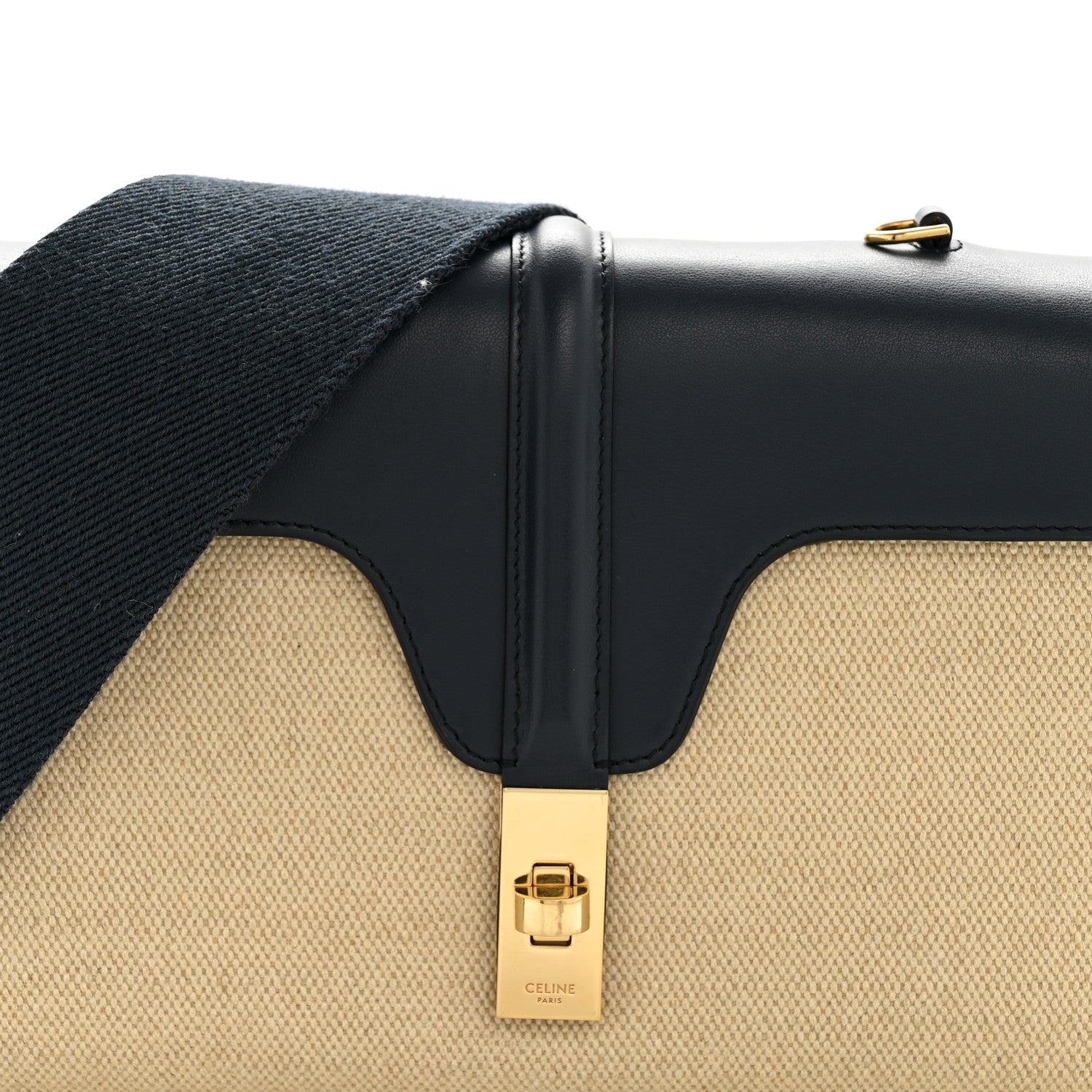 Celine Canvas Calfskin Teen Soft 16 Shoulder Bag Vanilla Navy 9 of 14