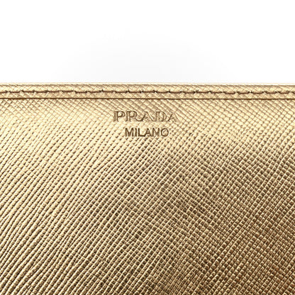 Prada Metallic Saffiano Metal Chain Wallet Platino 6 of 9