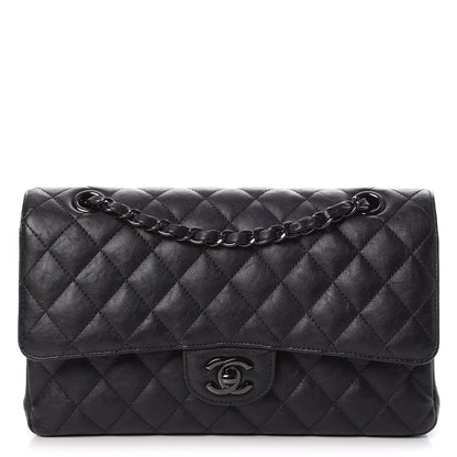 Chanel Crumpled Calfskin Quilted Medium Double Flap So Black 1 of 8