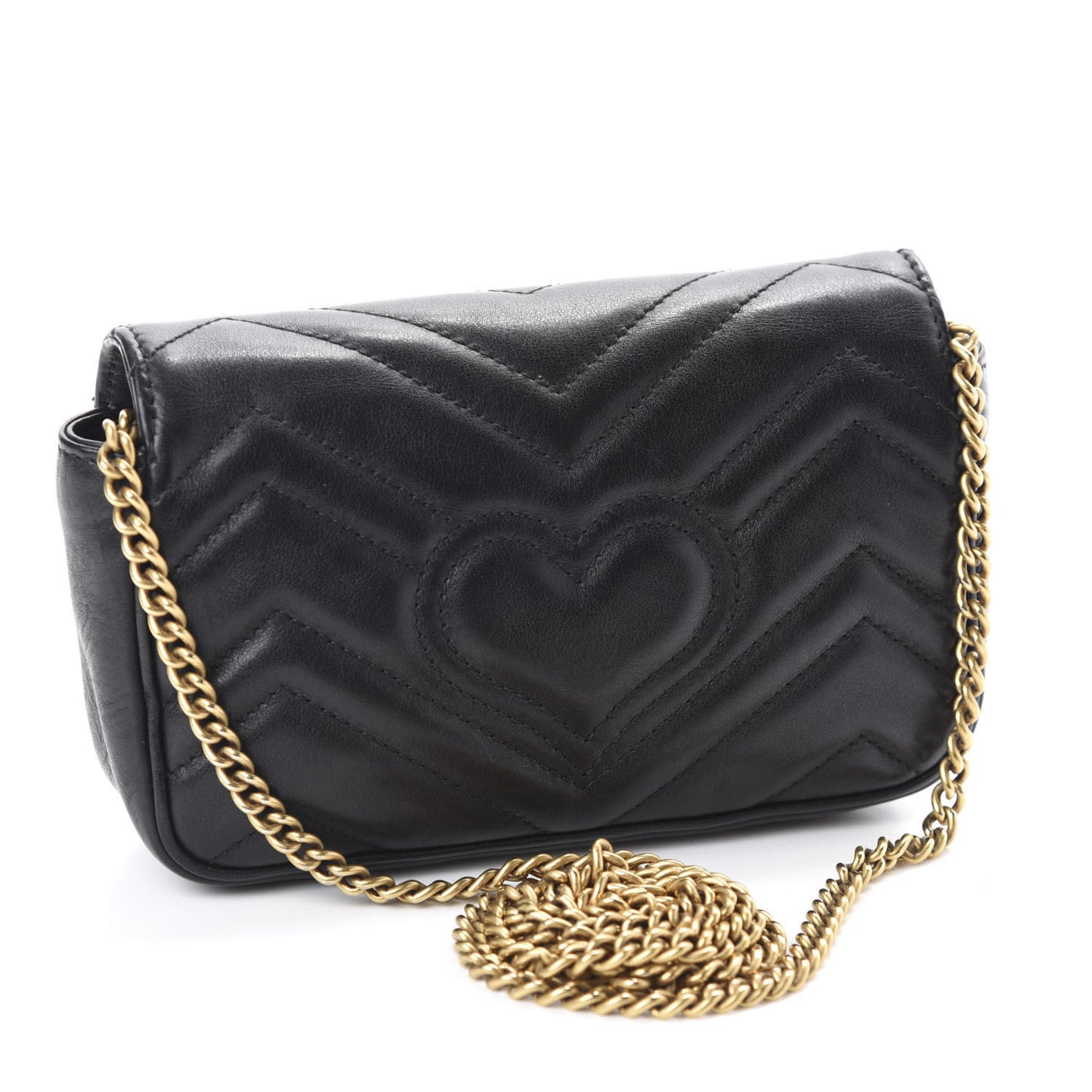 Calfskin Matelasse Super Mini GG Marmont Shoulder Bag Black