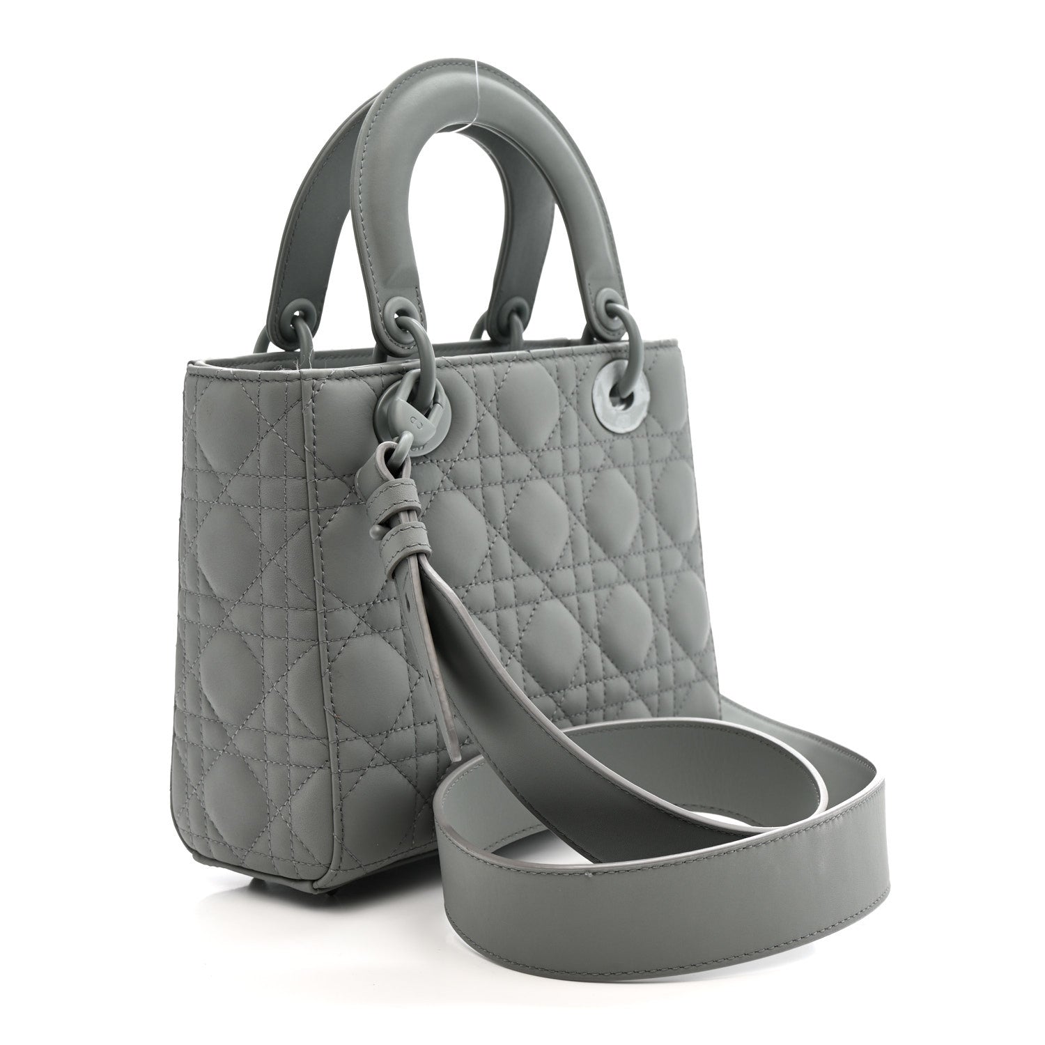 Christian Dior Ultra Matte Calfskin Cannage Small My ABCDior Lady Dior Gray 3 of 14