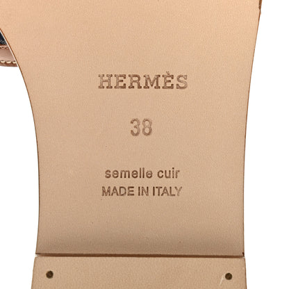 Hermes Calfskin Denim Oran Sandals 38 Bleu Brut Gold 6 of 8