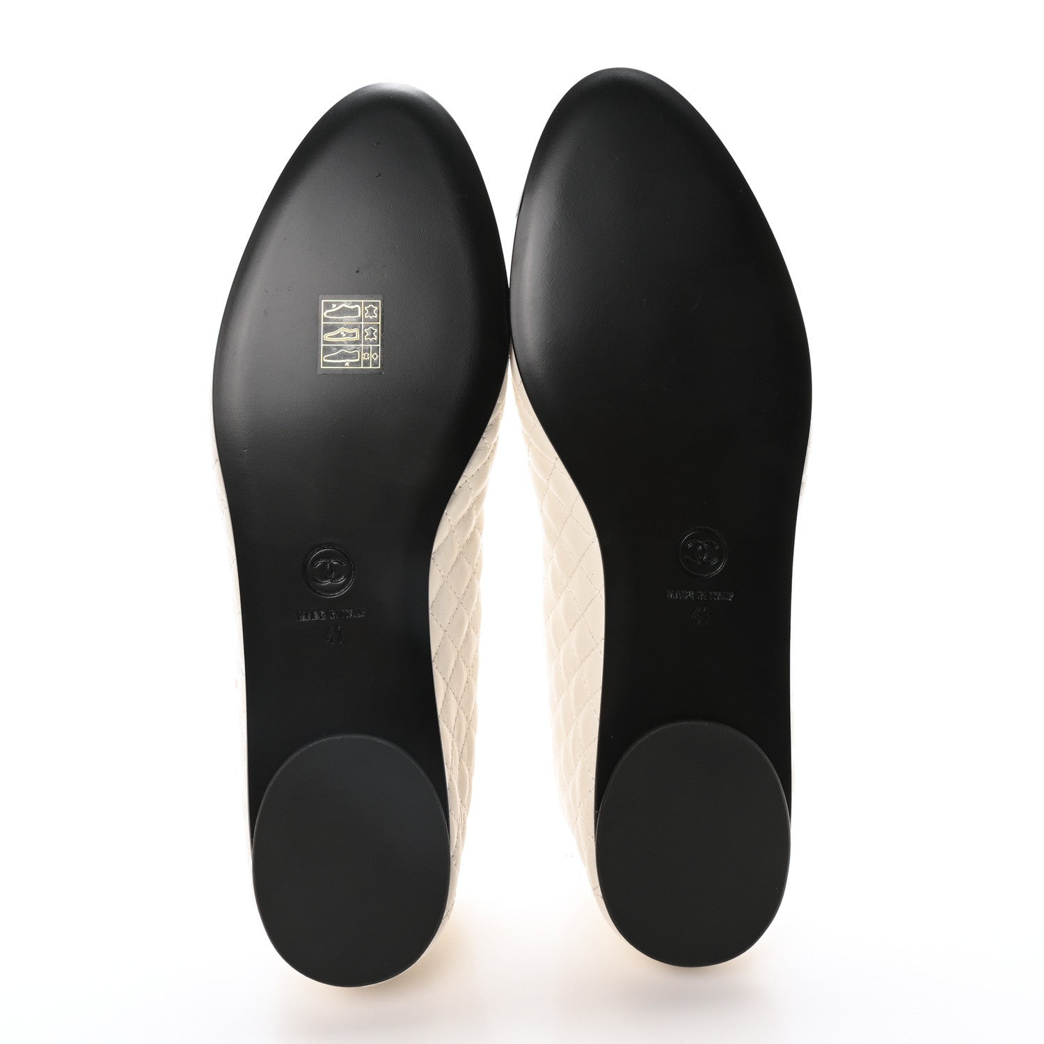Chanel Lambskin Quilted Mary Jane Flats 41 White Black 6 of 10