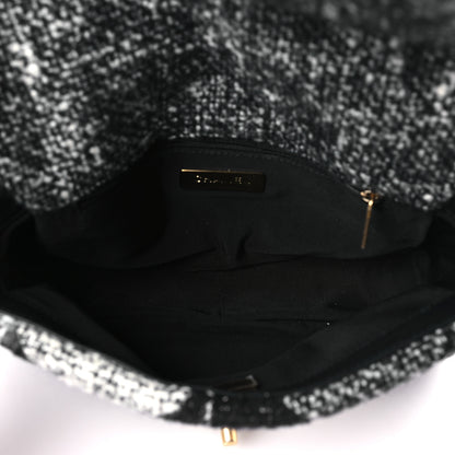 Chanel Tweed Quilted Medium Chanel 19 Flap Black White 5 of 10