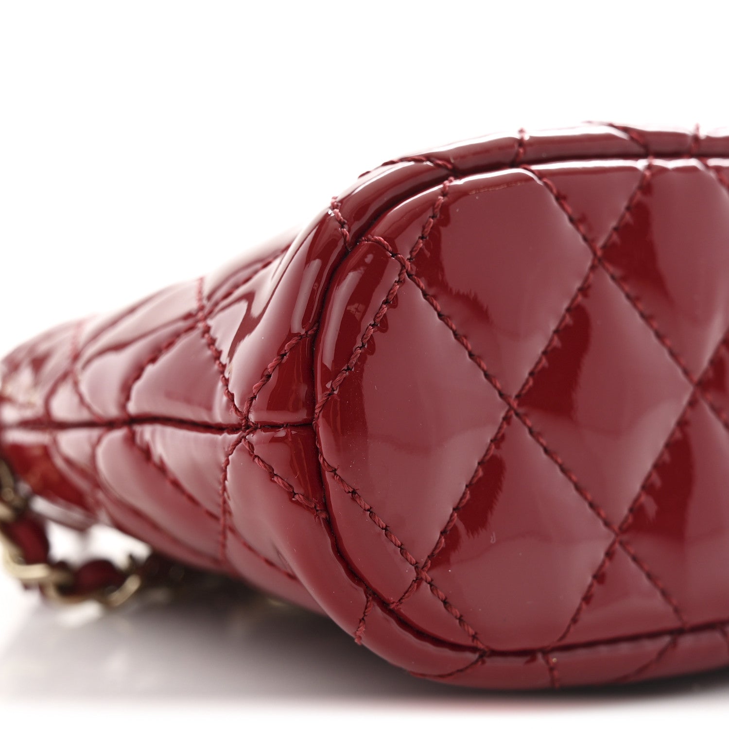 Chanel Patent Calfskin Quilted Shiny Coco Clutch With Chain Red 9 of 11