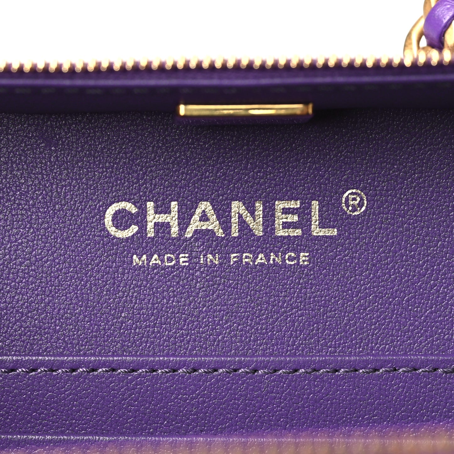 Lambskin Quilted Top Handle Small Vanity Case Purple