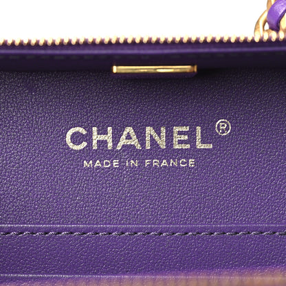 Chanel Lambskin Quilted Top Handle Small Vanity Case Purple 6 of 9