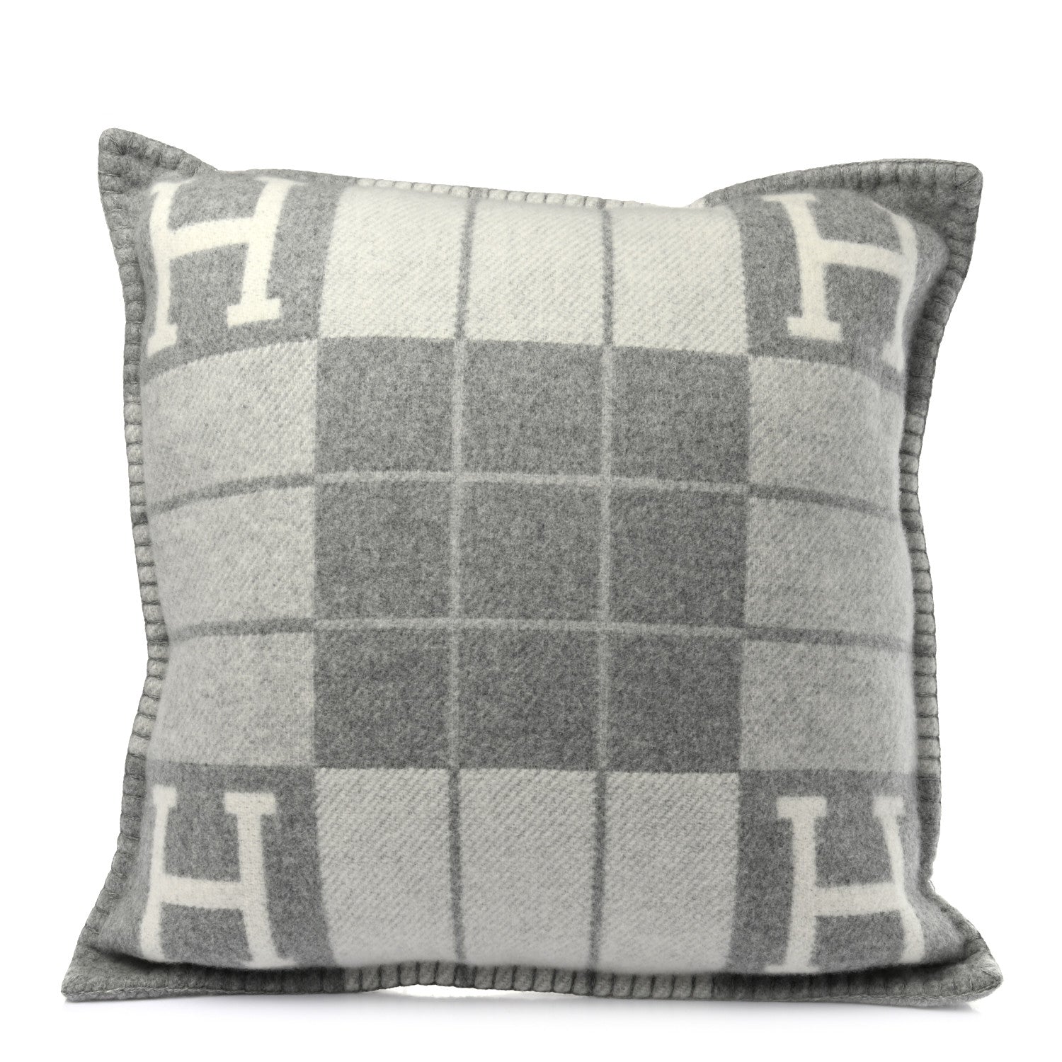 Hermes Wool Cashmere Avalon III Pillow PM Ecru Gris Clair 1 of 3