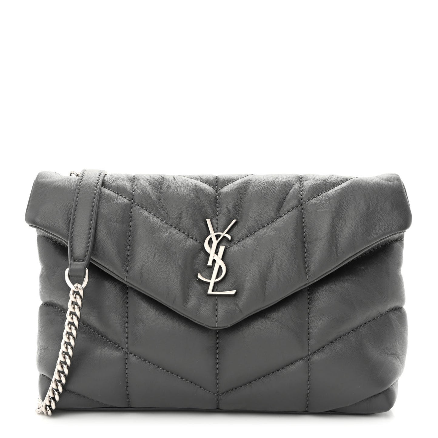 Lambskin Quilted Toy Loulou Puffer Monogram Chain Satchel Storm