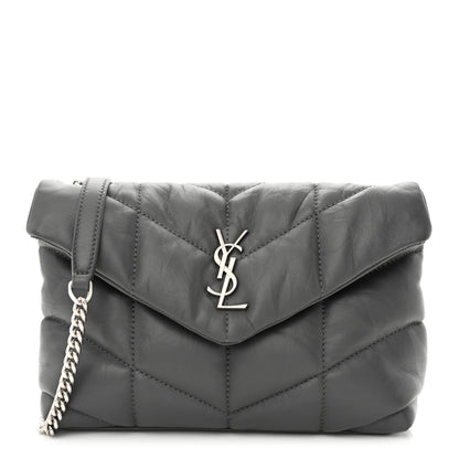 Saint Laurent Lambskin Quilted Toy Loulou Puffer Monogram Chain Satchel Storm 1 of 11