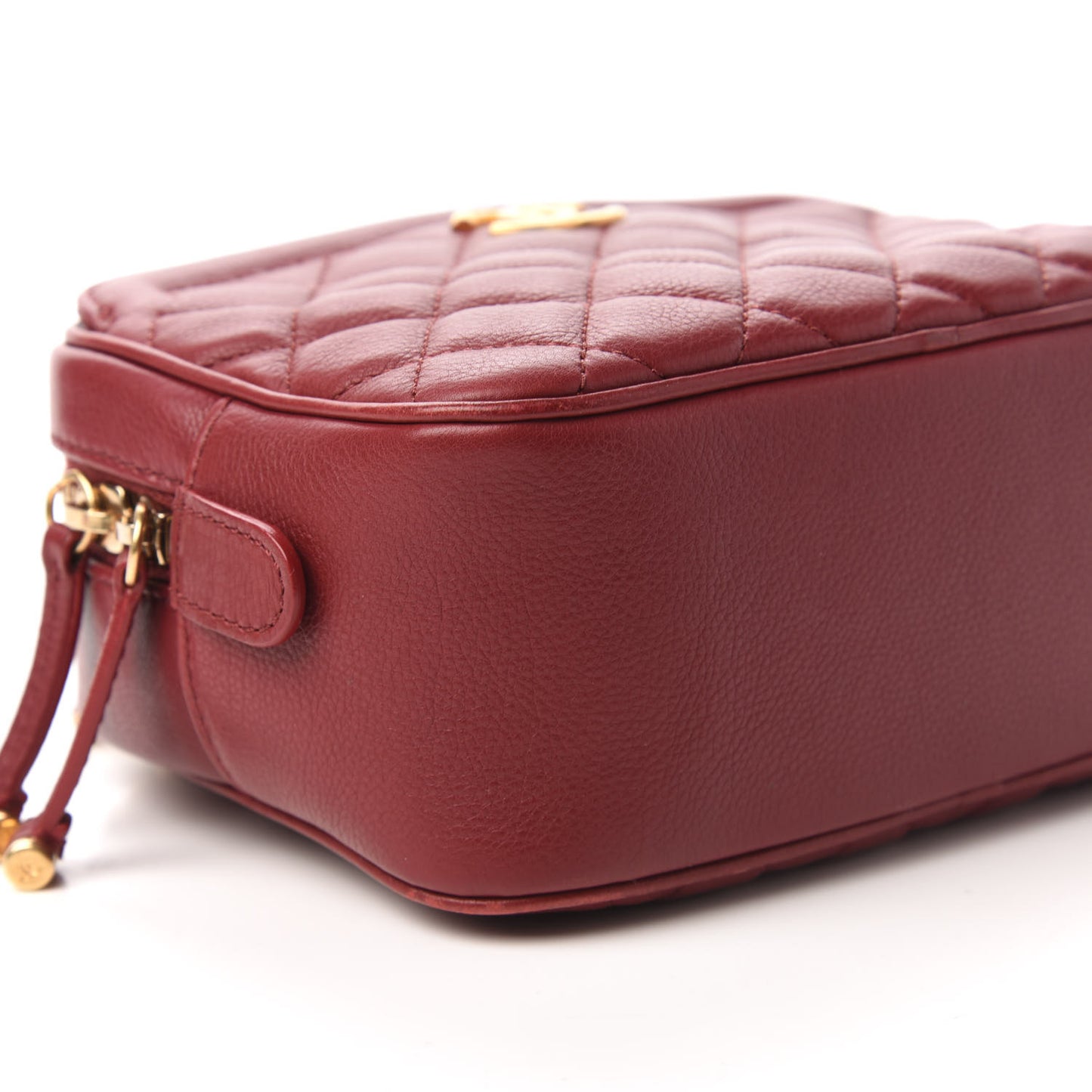 Calfskin Quilted CC Small Vanity Case Dark Red