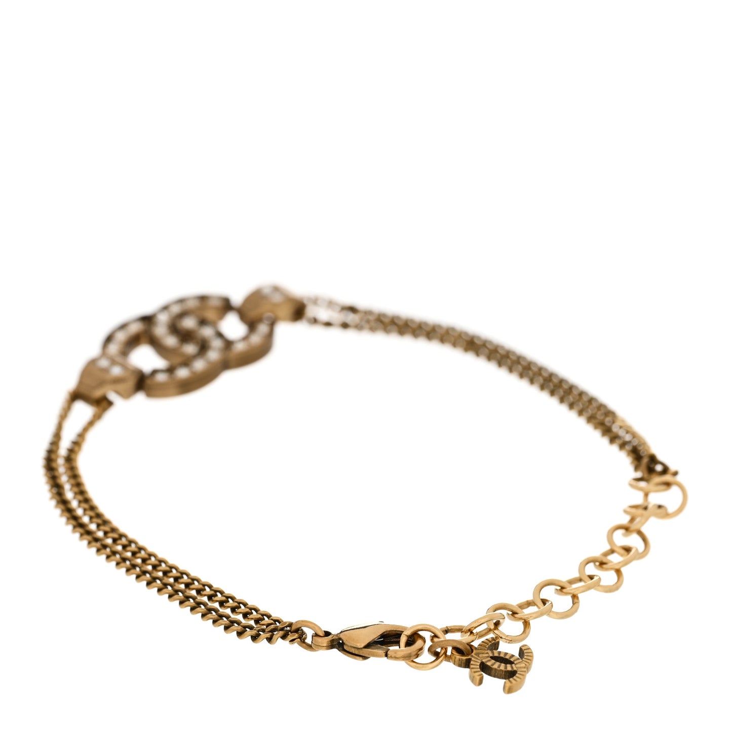 Crystal CC Chain Link Bracelet Aged Gold