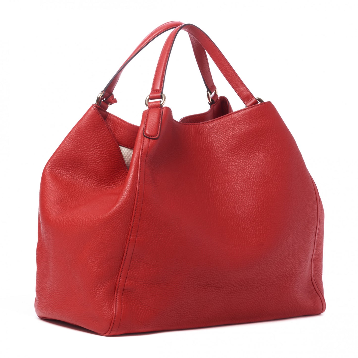 Pebbled Calfskin Large Soho Shoulder Bag Red