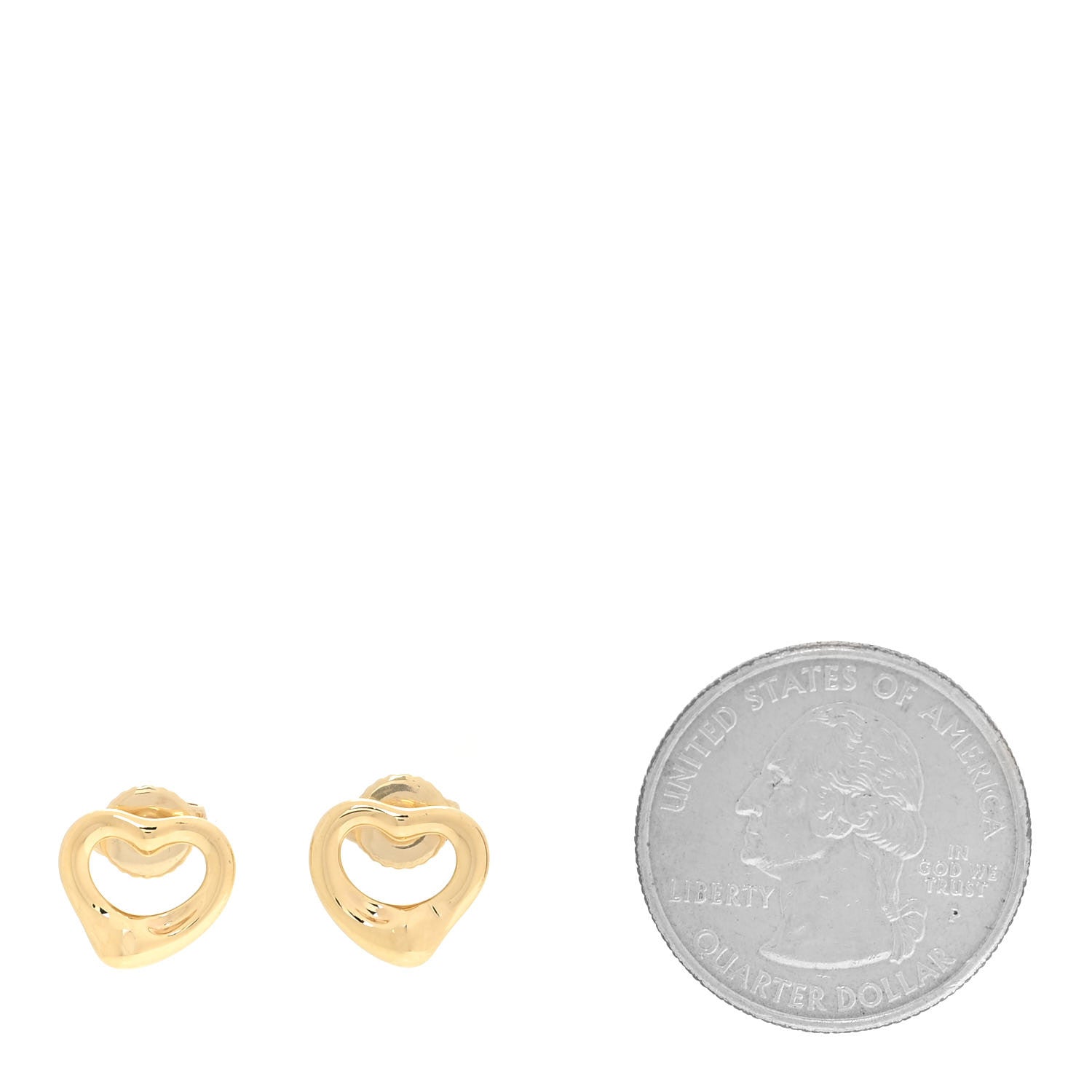 Tiffany 18K Yellow Gold 11mm Elsa Peretti Open Heart Earrings 2 of 6