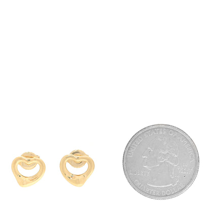 Tiffany 18K Yellow Gold 11mm Elsa Peretti Open Heart Earrings 2 of 6
