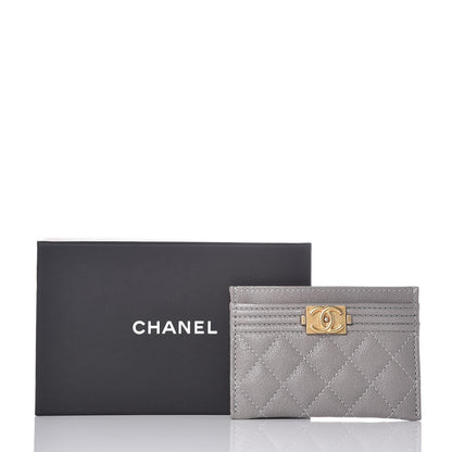 Chanel Caviar Quilted Boy Card Holder Grey 9 of 9