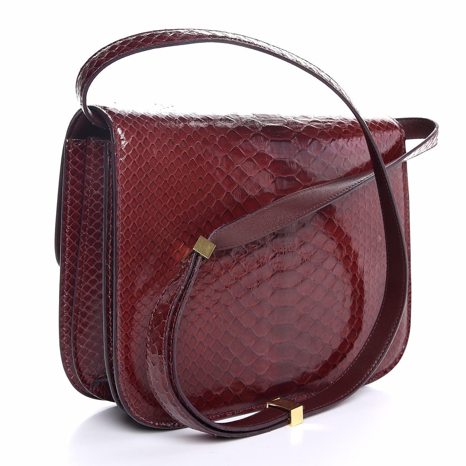 Celine Python Medium Classic Box Flap Bag Burgundy 3 of 7