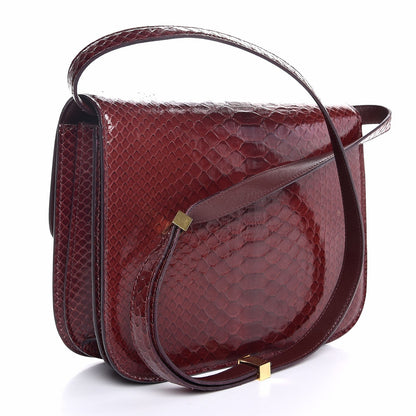 Celine Python Medium Classic Box Flap Bag Burgundy 3 of 7
