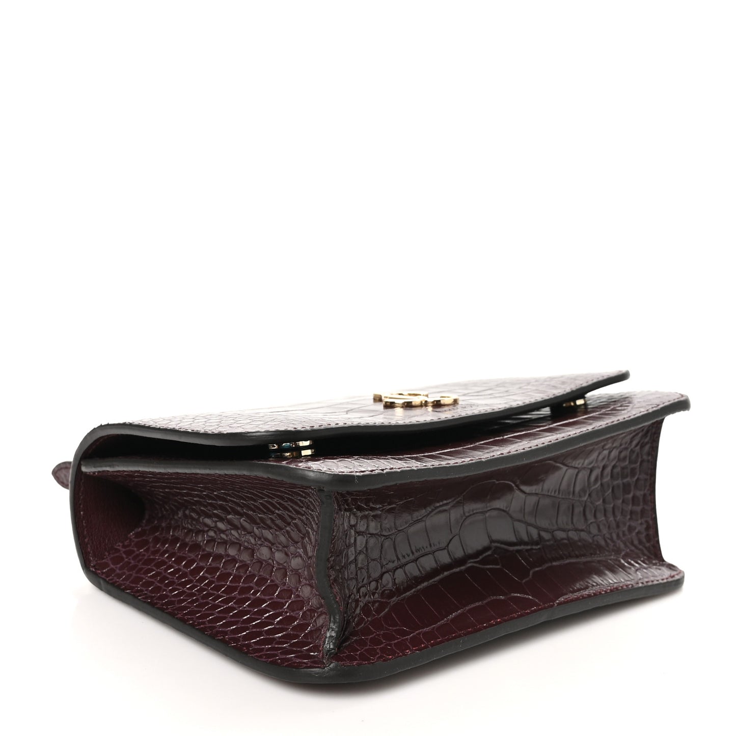 Calfskin Crocodile Embossed Medium JC Top Handle Bordeaux