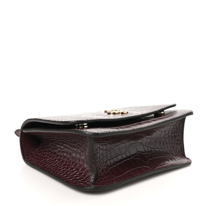 Jimmy Choo Calfskin Crocodile Embossed Medium JC Top Handle Bordeaux 3 of 8