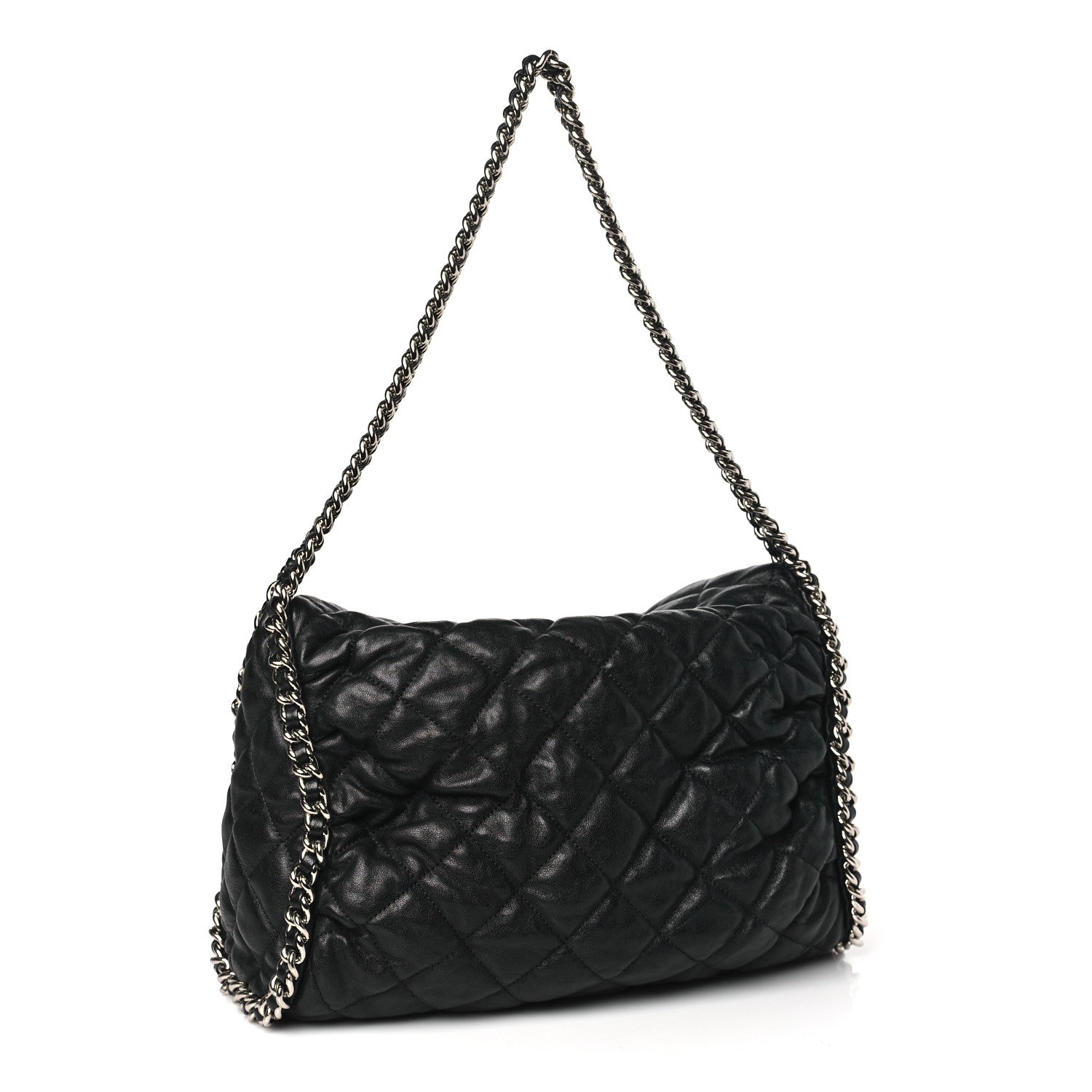 Chanel Washed Lambskin Chain Around Hobo Black 3 of 10